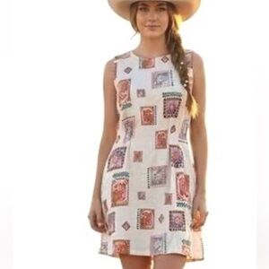 Anthropologie Paper Heart Linen Blend Pockets Theme Cowgirl Dress